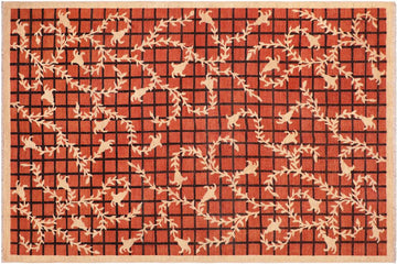 handmade Transitional Kafkaz Chobi Ziegler Orange Tan Hand Knotted RECTANGLE 100% WOOL area rug 6 x 9